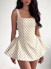 Polka Dot Strapless Mini Dress – Cinched Waist Polyester Spande