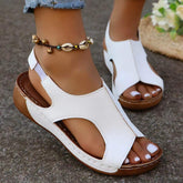 Women's Peep-Toe Wedge Sandals – Elastic Strap 2.5" Heel