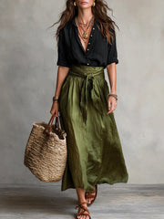Cotton Two-Piece Set – Shirt & Skirt Cold Wash Day Out