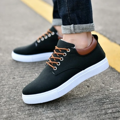 Men's Canvas Sneakers – 100% Cotton Mesh Panels Rubber Outsole