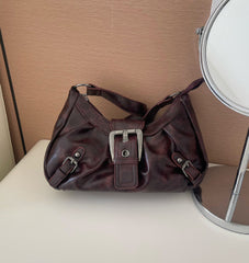Women's Vintage Two-Tone Leather Bag – Medium Satchel Shoulder