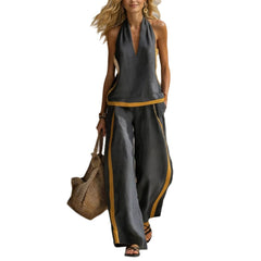 Women's Wide-Leg Co-Ord Set – 55% Linen 45% Cotton High-Rise