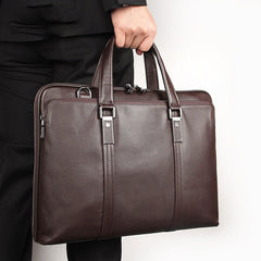 Men's Leather Briefcase – 15.6" Laptop Sleeve Genuine Full-Grain