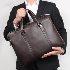 Men's Leather Briefcase – 15.6" Laptop Sleeve Genuine Full-Grain