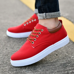 Men's Canvas Sneakers – 100% Cotton Mesh Panels Rubber Outsole