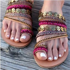 Beaded Gladiator Sandals – Bohemian Ankle Strap Beach Sandals