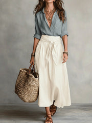 Cotton Two-Piece Set – Shirt & Skirt Cold Wash Day Out