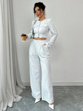 Tweed Matching Set – Pearl Button Jacket & Wide Leg Pants
