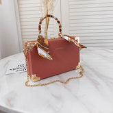 Small Square Chain Bag – Synthetic Leather Shoulder Carry Only