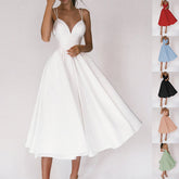 V-Neck Suspender Maxi Dress – Rayon Spandex Cold Wash Casual