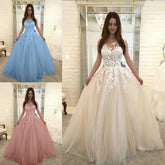 Sleeveless Lace Wedding Dress – Floral A-Line Bridal Gown