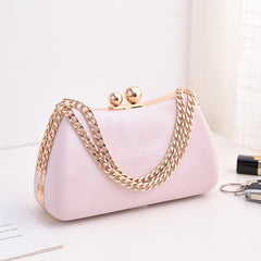 Chain-Strap Evening Clutch – Synthetic Leather Detachable Chain