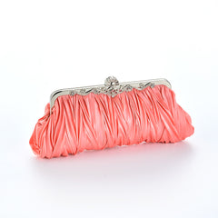 Ruby Red Pleated Clutch – Satin Bridesmaid Chain Strap Bag