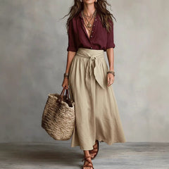 Cotton Two-Piece Set – Shirt & Skirt Cold Wash Day Out