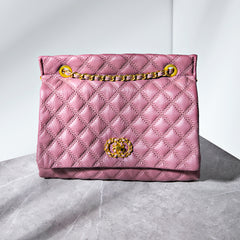 Diamond-Quilted Shoulder Bag – Genuine Cowhide Leather 25L