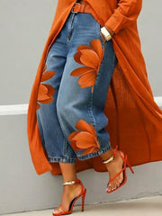 Floral Wide-Leg Trousers – Rayon Spandex Cold Wash Casual