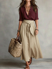 Cotton Two-Piece Set – Shirt & Skirt Cold Wash Day Out