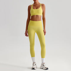 High-Waist Sports Set for Women – Tight-Back Crop Top & Sculpting Leggings
