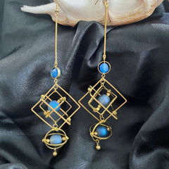 Geometric Blue Glass Earrings – Hypoallergenic Alloy Everyday Wear