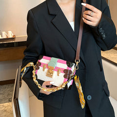 Structured Boxy Bag – Adjustable Strap Vegan Leather Abstract Print