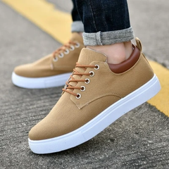 Men's Canvas Sneakers – 100% Cotton Mesh Panels Rubber Outsole