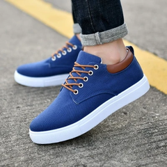 Men's Canvas Sneakers – 100% Cotton Mesh Panels Rubber Outsole
