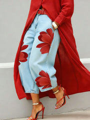 Floral Wide-Leg Trousers – Rayon Spandex Cold Wash Casual