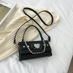 Chain Strap Crossbody Bag – Faux Leather Mini Shoulder Bag