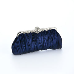 Ruby Red Pleated Clutch – Satin Bridesmaid Chain Strap Bag