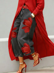 Floral Wide-Leg Trousers – Rayon Spandex Cold Wash Casual