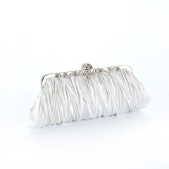 Ruby Red Pleated Clutch – Satin Bridesmaid Chain Strap Bag