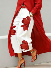 Floral Wide-Leg Trousers – Rayon Spandex Cold Wash Casual