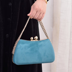 Chain-Strap Evening Clutch – Synthetic Leather Detachable Chain