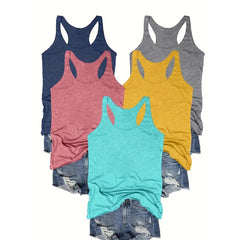 Women's Tank Top 5-Pack – Racerback Crew Neck 95% Cotton