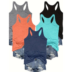 Women's Tank Top 5-Pack – Racerback Crew Neck 95% Cotton