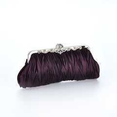 Ruby Red Pleated Clutch – Satin Bridesmaid Chain Strap Bag