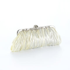 Ruby Red Pleated Clutch – Satin Bridesmaid Chain Strap Bag
