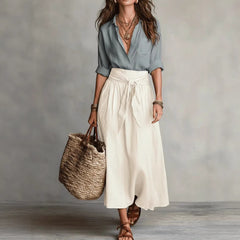 Cotton Two-Piece Set – Shirt & Skirt Cold Wash Day Out