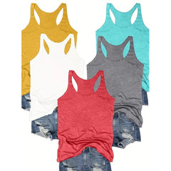 Women's Tank Top 5-Pack – Racerback Crew Neck 95% Cotton