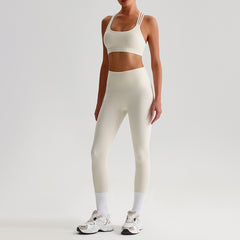 High-Waist Sports Set for Women – Tight-Back Crop Top & Sculpting Leggings