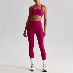 High-Waist Sports Set for Women – Tight-Back Crop Top & Sculpting Leggings