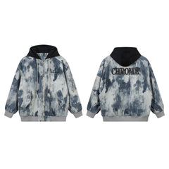 Retro Tie-Dye Hooded Jacket for Women & Men – Thick Padded Cotton Quilted Coat |