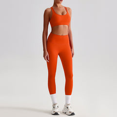 High-Waist Sports Set for Women – Tight-Back Crop Top & Sculpting Leggings