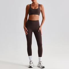 High-Waist Sports Set for Women – Tight-Back Crop Top & Sculpting Leggings
