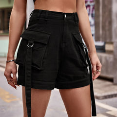 Vintage Washed Denim Shorts for Women – Distressed Straight Leg