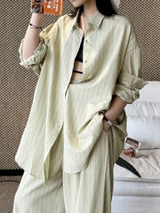 White Pinstripe Two-Piece Suit – Polyester Viscose Cold Wash Oversized
