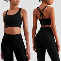 2-Piece Yoga Set Women - Push Up Sports Bra + High Waist Leggings Athletic Tracksuit