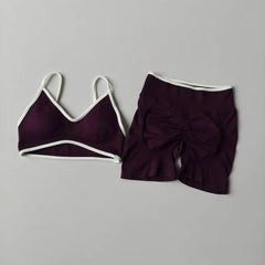 Peach Seamless Yoga Set for Women – Hip-Lifting High-Waist Shorts