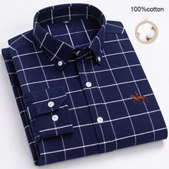 Large Size Men's Oxford Shirt – 100% Pure Cotton Long Sleeve Business Casual Shirt