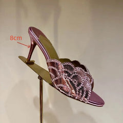 2026 European & American Style Sequin Rhinestone Open-Toe Slippers